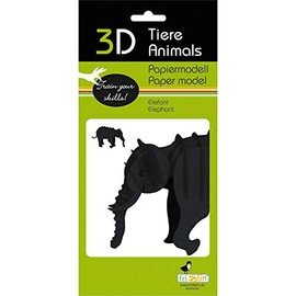 Fridolin GmbH 3D Paper Model Elephant W/H/D: Approx. 11 × 11 × 7 cm (Assembled)
