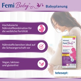 tetesept Femi Baby Baby Planning 1 x 84 Tablets - Dietary Supplement for Women to Support in Desiring Children - Special Nutrients with Folic Acid, Vegan