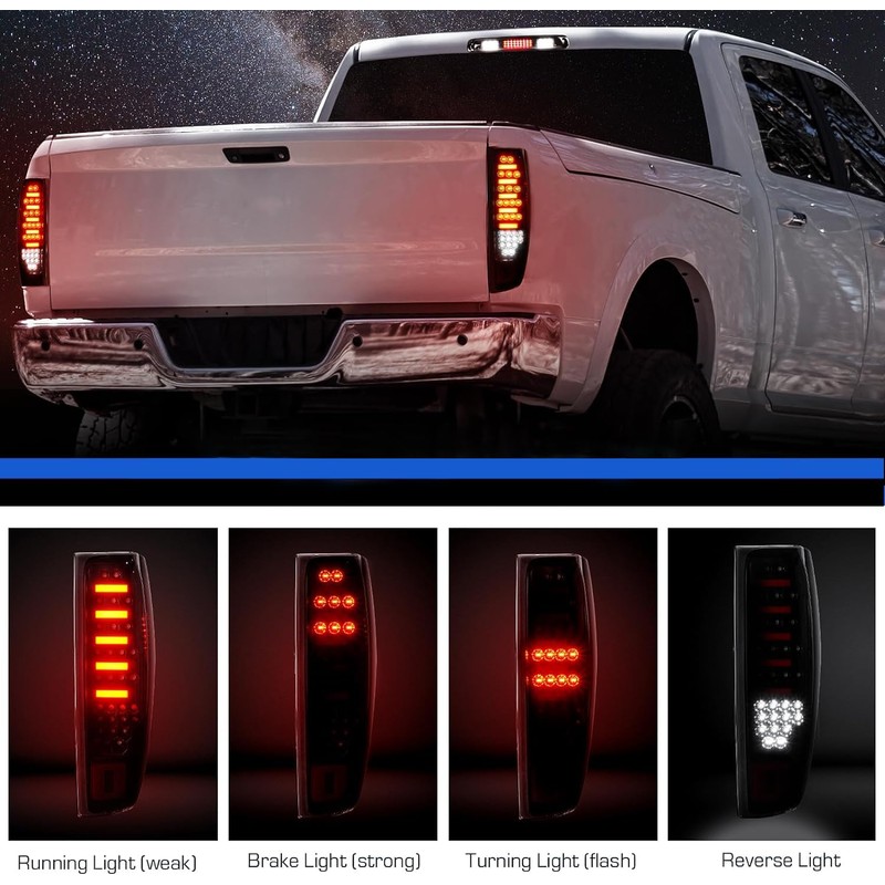 Gubebaili LED Tail Light + 3rd Brake Light Kit Fit