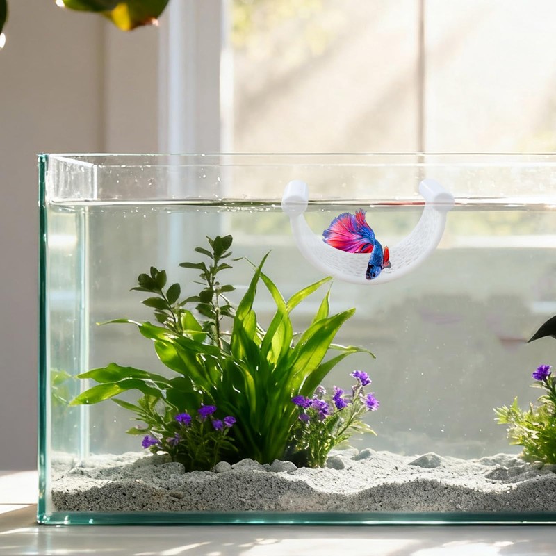 Betta Fish Tank Accessories, Floating Plastic Rest Hammock Platform, Aquarium