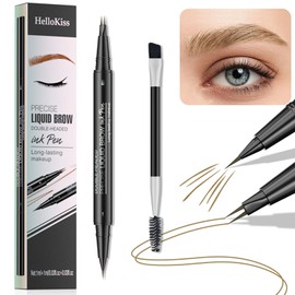 Liquid Eyebrow Pen - New Double Headed 2 Tip Eyebrow Pen with Brow Brush, Eyebrow Contouring Pen for Natural Looking Defined Eyebrows (# 01)