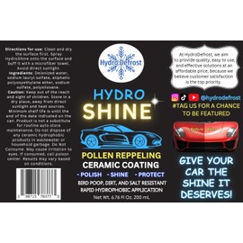 HydroShine EZ Instant Nano-Ceramic Spray Kit (3 Pack) – Rapid 20 Min Application - Streak Free, No Hassle Shine/Protection. Hydrophobic. UV. Pollen. Dirt. Bird Poop. 1 Bottle = 2 Coatings = 2 Months