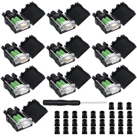 DB9 Breakout Connector,DB9 Solderless RS232 D-SUB Male and Female Serial Adapters 9-Pin Port White Adapter to Terminal Connector Signal Module with case Set of 10
