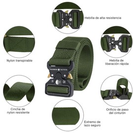 Cinturones para hombre, cinturón de nailon militar 2 piezas, cinturón militar de senderismo con hebilla metálica de liberación rápida resistente para hombres
