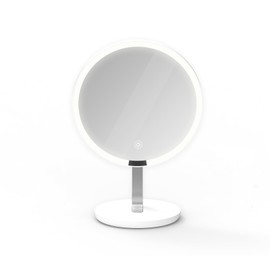 WIZCHARK 9.65-inch Lighting Makeup Mirror, 1x / 10x,Touch Control,3-Color Adjustable,Metal Stand,up and Down Adjustable Makeup Mirror, high Color Rendering, Eye-Protecting Light Source,Silver