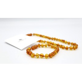 Amber Necklace & Bracelet Gift Set, Multiple Colours, Unisex, Necklace 32 cm, Bracelet 14 cm, Baltic Amber Chain, amber, Amber