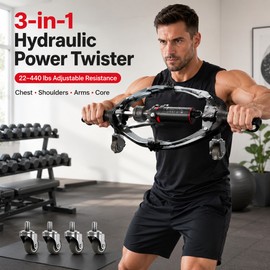 3-in-1 Hydraulic Arm Trainer for Upper-Body Workouts – Adjustable Chest Exerciser with Ab Roller Wheel