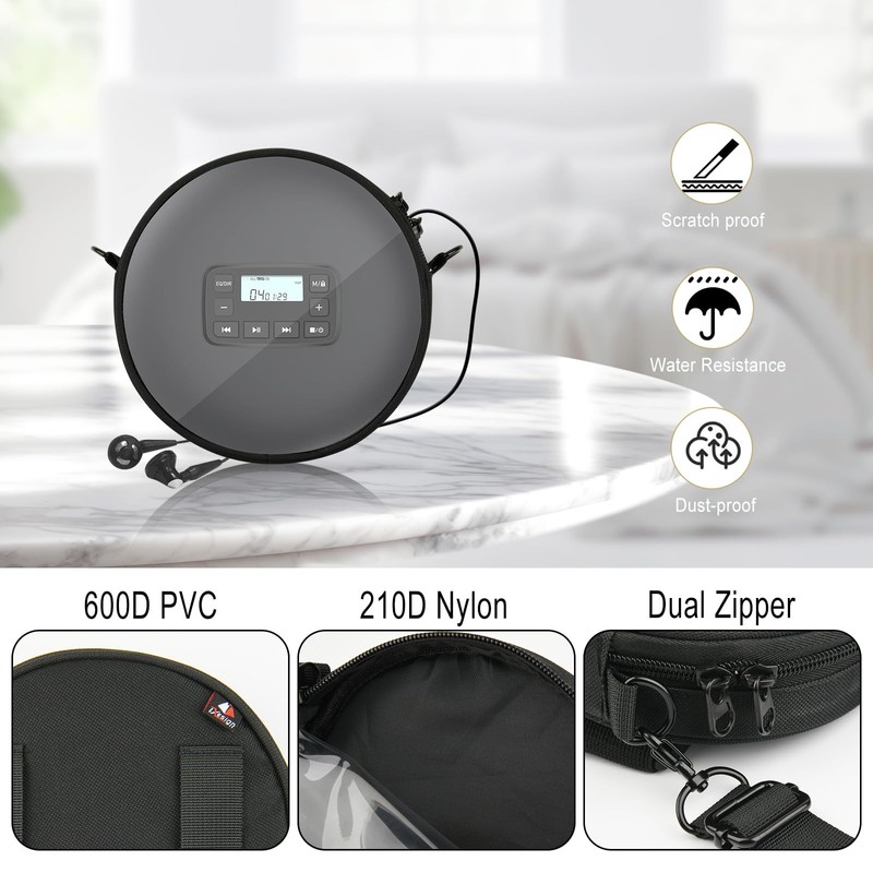 TXEsign CD Player Storage Bag, 6" Disk Case With Adjustable