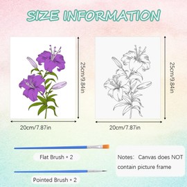 HICOHAND Pre-printed Canvases, 9 Pieces Pre-Drawn Canvas Floral Pattern for Painting, 20 x 25 cm, Pre-sketched Canvas for Painting for Adults and Kids