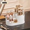 360° Rotating Makeup Organizer with Brush Holder, Acrylic Vanity Cosmetic