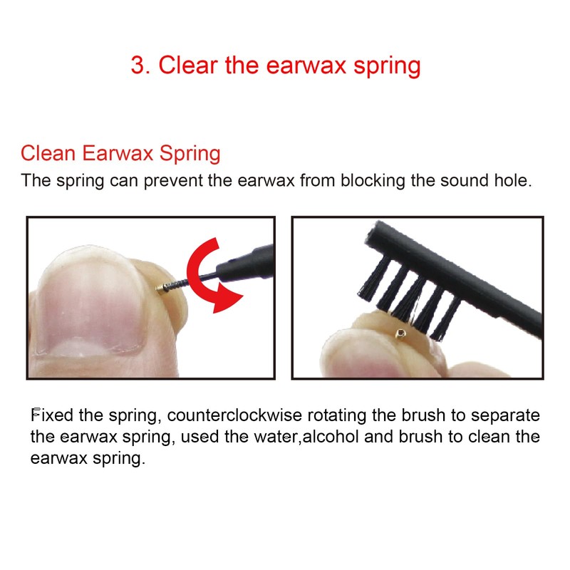 Banglijian Hearing Amplifier Accessories Earwax Springs with Brushes