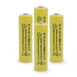 QBLPOWER Solar Light Rechargable Batteries Cell for Garden/Lawn/Sidewalk Lamp 1.2V AA Ni-CD 600mAh 2A(4 Pack AA Yellow)