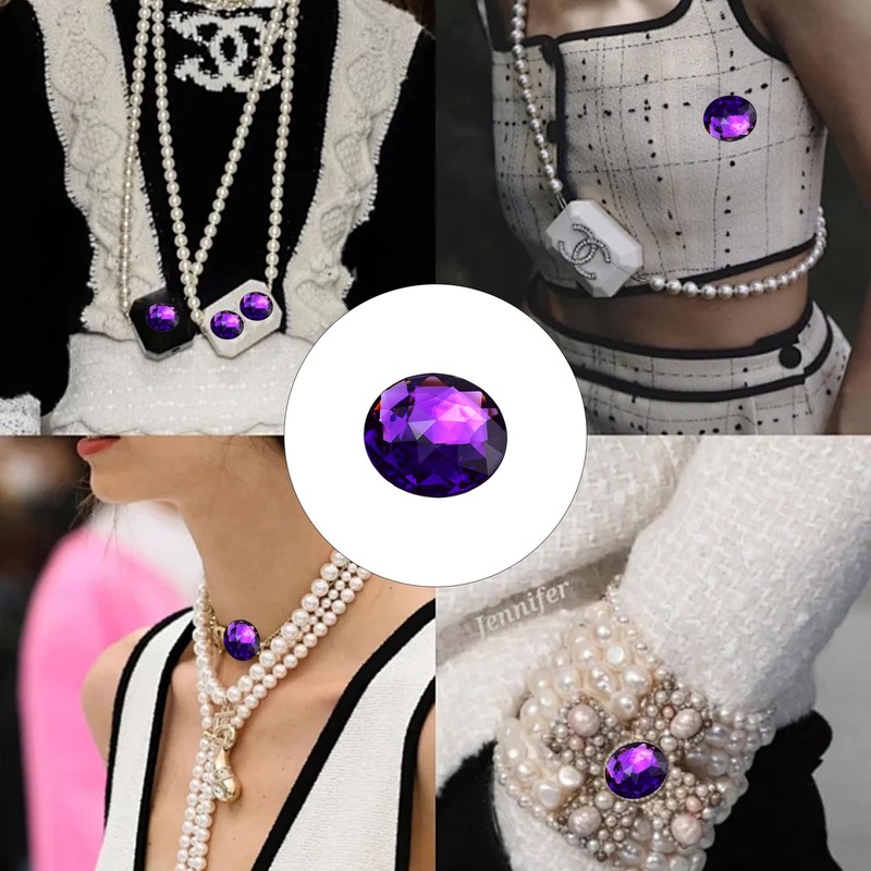 pson 25PCS 30mm Crystal Flat Back Round Acrylic Rhinestones, Purple