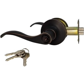 RI-KEY SECURITY Lever Door Lock Entry Keyed Cylinder Wave Handle with Keys Oil-Rub Bronze Finish KW RH