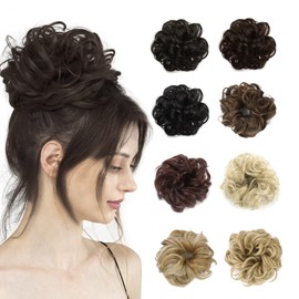 Donut Hair Circle Wig Bride Hair Bun Extensions Messy Wavy hair Synthetic Hair Pieces for Women 4 Colors (35 Gram) (4#)