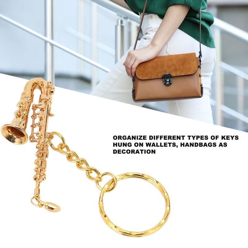 Saxophone Pendant Keychain, Portable, Funny Brass Miniature Saxophone Musical Instrument