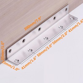 L Brackets, 4PCS Corner Brace Angle Bracket, Superior Stainless Steel Bracket,4'' x 1'' M, Thickness 2mm, Wood Shelf, Furniture, Cabinet Corner Bracket with Screws (Silver)