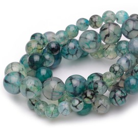 Chicager 6mm Natural Stone Beads for Jewelry Making,Dragon Vein Agate Polished Smooth Round Gemstone Beads for Bracelet Necklace 15 Inch