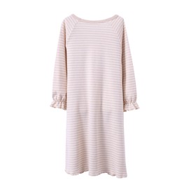 ABALACOCO Girls Kids Organic Cotton Nightgown Sleepwear Dress Soft Home Dress Autumn Long Sleeve Soft Wear 4-12T (2-4 Years, 01#Stripe)