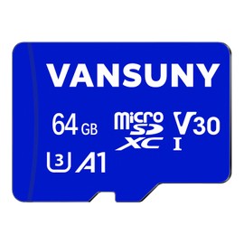 Vansuny Vansuny Micro SD Card 64GB microSDXC Memory Card with SD Adapter A1 App Performance V30 4K Video Recording C10 U3 Micro SD for Phone, Security Camera, Dash Cam, Action Camera