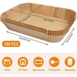 100PCS Air Fryer Liners Disposable for Ninja Dual, Ninja Air Fryer Accessories DZ201/DZ401,Food Grade Air Fryer Parchment Paper Liners,Rectangle Air Fryer Paper Liner Airfryer Liners Baking Paper