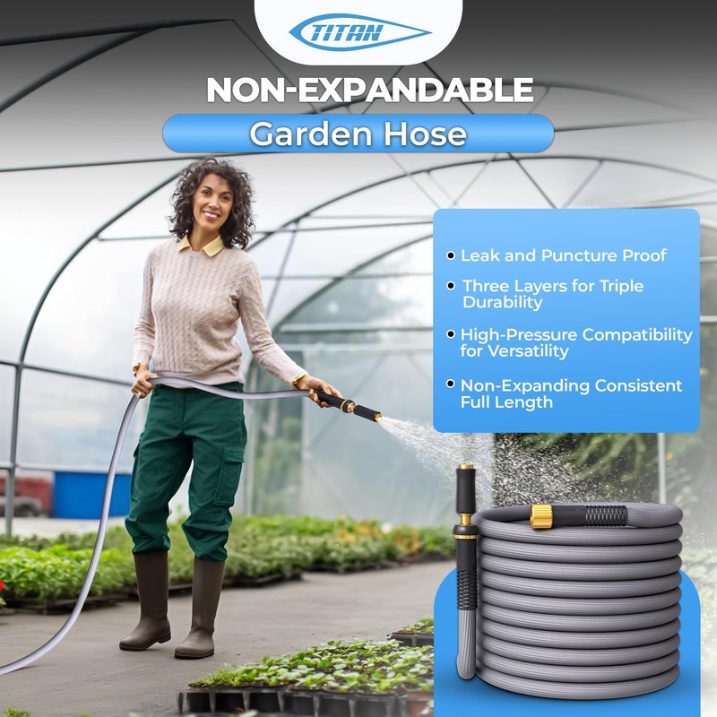 TITAN Garden Hose | Flexible, Lightweight, Kink-Free & Durable Hybrid