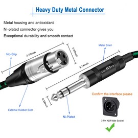 Augioth XLR Female to 1/4 Cable 6ft 2Pack, Balance 6.35mm TRS Plug to 3-pin XLR Female, Quarter inch TRS Female to XLR Female Mic Cable for Microphone,Mixer,Amplifier