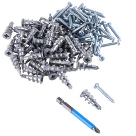 SBRRAIL Dry Wall Anchors with Screws Kit 240pcs Include 120 Zinc Alloy Hollow Anchors and 120 8 X 1-1/4 Inch Self-Drilling Screws for Mirror Wall Sheetrock Hanging with Drill Bit