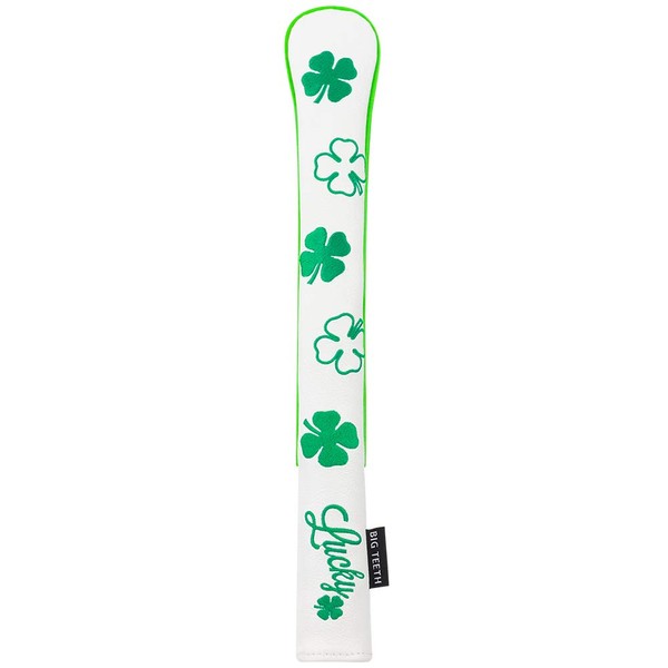 BIG TEETH Golf Alignment Stick Cover Holds at Least 2 Sticks, Golf Stick Cover Leather Cover for Alignment Sticks, Lucky Clover Alignment Case Holder Golf Club Protector