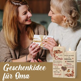 Oma Geschenk, Kerzenständer - Geschenke für Oma, Geschenk Oma Geburtstag von Enkel, Geburtstagsgeschenk für Oma, Beste Oma Geschenke