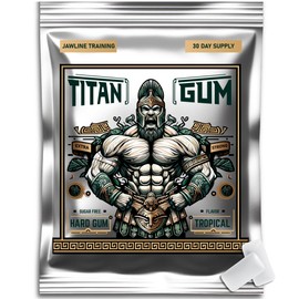 Titan Gum - Hard Chewing Gum for Jaw Training, Sugar Free, Aspartame Free, Tropical Flavor, 30 Pieces, Designed for Mewing and Looksmaxxing