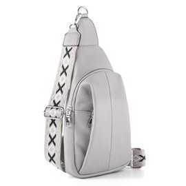 LIKEBAG Crossbody Bags for Women,Sling Bag for Women,Fanny Packs Chest Bag for Work Travel Leather Sling Backpack (Grey)