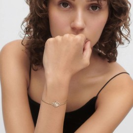 HZMAN Virgin Mary Bracelet for Women Dainty 14K Rose Gold Plated Cubic Zirconia Our Lady of Guadalupe Link Bracelet Jewelry Gift, 9.0in, Brass, Cubic Zirconia