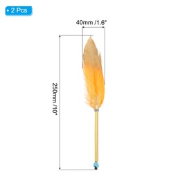 PATIKIL Feather Ballpoint Pen, 2 Pcs 0.5mm Fluffy Vintage Ink Quill Pen Refined Plated Rod Quill Pen for Office Supplies Calligraphy Writing Signature Guest Wedding Gift, Orange