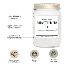 You Nique Designs Will You Be My Godmother Proposal Gifts from Godchild for Girl Best Friend Sister, Godmother Candle, in My Godmother Era, Scented Soy Candle, All Natural, 8oz (Mahogany Teakwood)