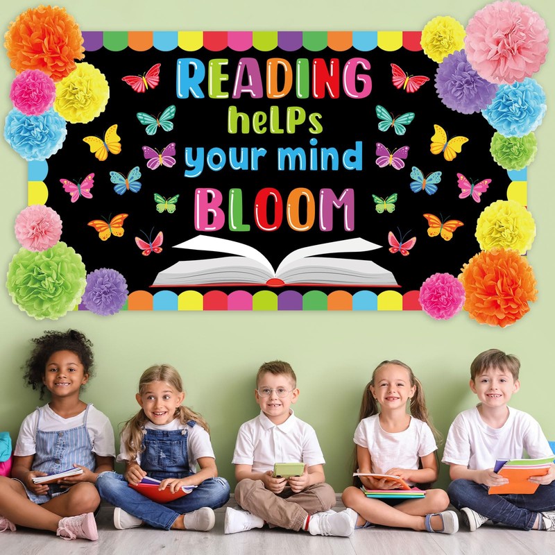 gisgfim Reading Makes Your Mind Bloom Classroom Bulletin Board Decor