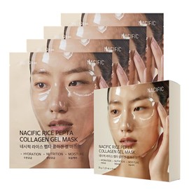 NACIFIC Rice Pepta Collagen Gel Face Mask (Rice Peptide) 4EA Set, Hydrogel Care for All Skin Types, Hydrating, Firming, Elasticity, Glass Glow Skin, Korean Beauty, Christmas Gifts for Women