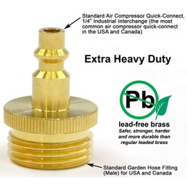 Winterize Blow Out Adapter for RV, Boat, Motorhome, Camper, and Travel Trailer: Air Compressor Quick-connect Plug to Male Garden Hose Faucet Fitting (Solid Lead-Free Brass)