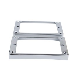 Guyker Curved Bottom Metal Humbucker Pickup Mounting Ring Set - Bridge and Neck Pickups Cover Frame Replacement Compatible with Les Paul LP Style Electric Guitar or Precision Bass(2PCS, Chrome)
