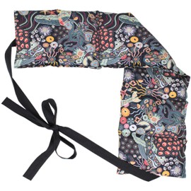 Rapeseed Cushion 7 Chamber with Ribbon, 65 x 15 Organic Fabric "Under Water" - Heat Cushion, Grain Cushion, Rapeseed Cushion