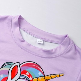 zarmfly Toddler Girl Clothes Long Sleeve Pony Sweatshirt Purple Pants Set Leggings Winter Sweatsuit Kids 2 Piece Unicorn Outfit 4-5 Years