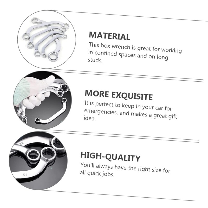 DOITOOL 5pcs Multi-functional Double Wrench Set c Steel Socket Box