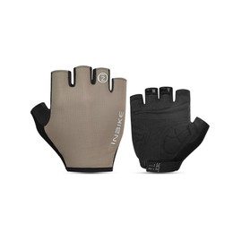 INBIKE Cycling Gloves for Men Women, Shock-Absorbing Pad Half Finger Road Bike Gloves, Breathable Biking Gloves, Anti-Slip Fingerless Bicycle Gloves Khaki Small
