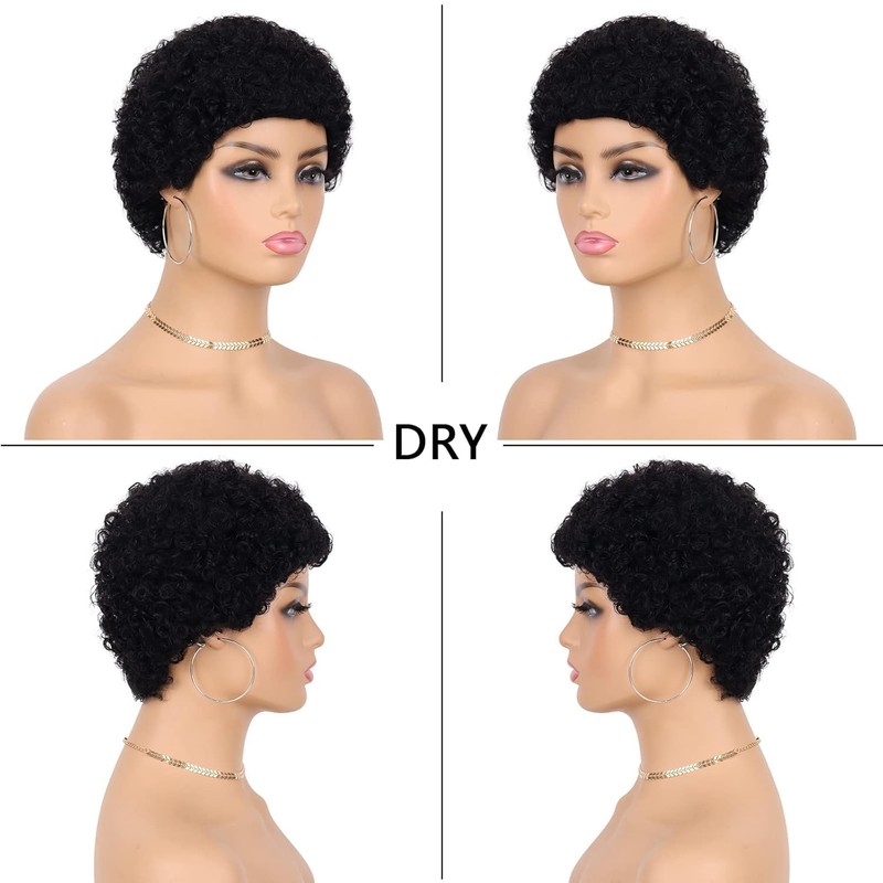 Short Afro Curly Human Hair Wig Women, Short Afro Curly