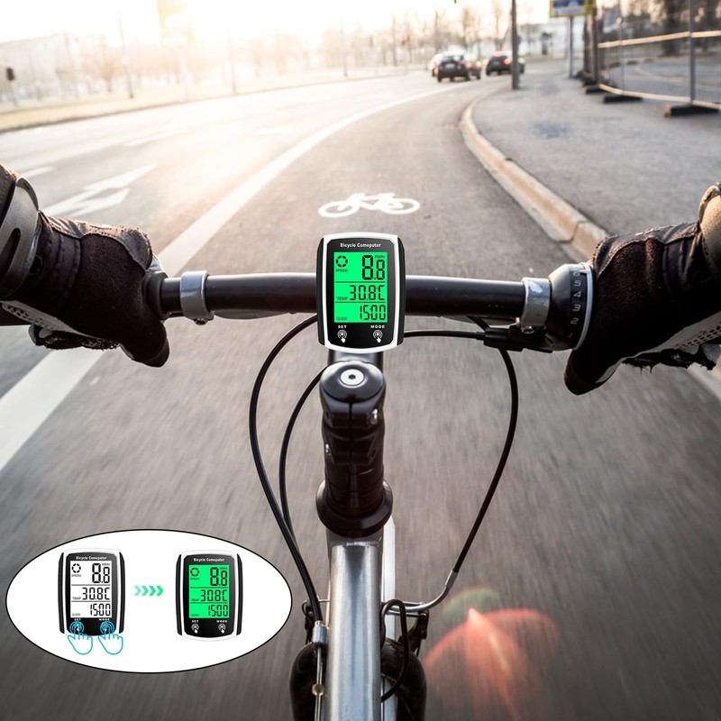 Bike Computer, 19 Functions IP54 Waterproof GPS Speedometer Odometer, Wired