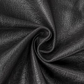 ONEART Faux Leather Fabric Sold by the Metre, Imitation Leather Fabric for Craft Decor, Soft Grain Padding Fabric, 91 x 135 cm, Black