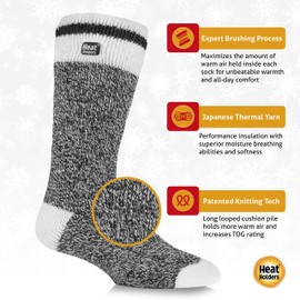 HEAT HOLDERS MH1015BLK Men's Jeffrey Original Cream Block Twist, Black, Size: 7-12