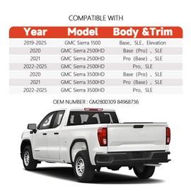 Tail Lights Compatible with 2019 - 2025 GMC Sierra 1500/2500HD/3500HD Base/SLE/Elevation Taillights Rear Tail Light Assembly with Bulb and Wiring Harness GM2801309 84968737 (Right Passenger Side )