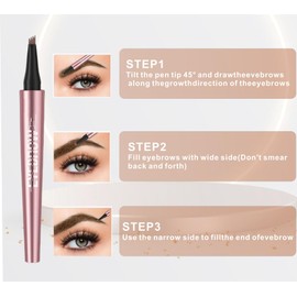 Magic Microblading Eyebrow Contouring Pencil - Microblading Eye Brow Contouring Pen - Precise Waterproof Brow Pen 4 Tipped Precise Waterproof With A Micro-Fork Tip Applicator (Light)