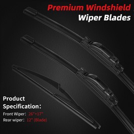 OTUAYAUTO Premium Windshield Wiper Blades Replacement for Nissan Rogue 2014-2023 Pathfinder 2013-2021 All-Extreme Weather Performance Quiet No Trace, Front and Rear Wipers 26"+17"+12" (Pack of 3)